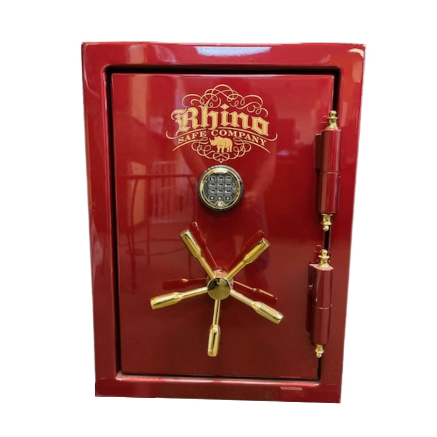 Rhino CD3022GL safe in Crimson Gloss with electronic lock – compact closeout model with 80-minute fire rating.
