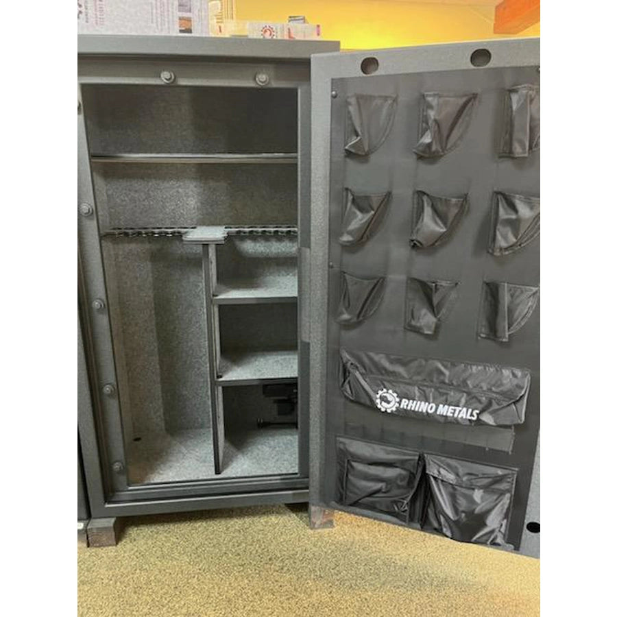 Rhino RBFX6033 safe in Textured Granite with its door open 180 degrees.