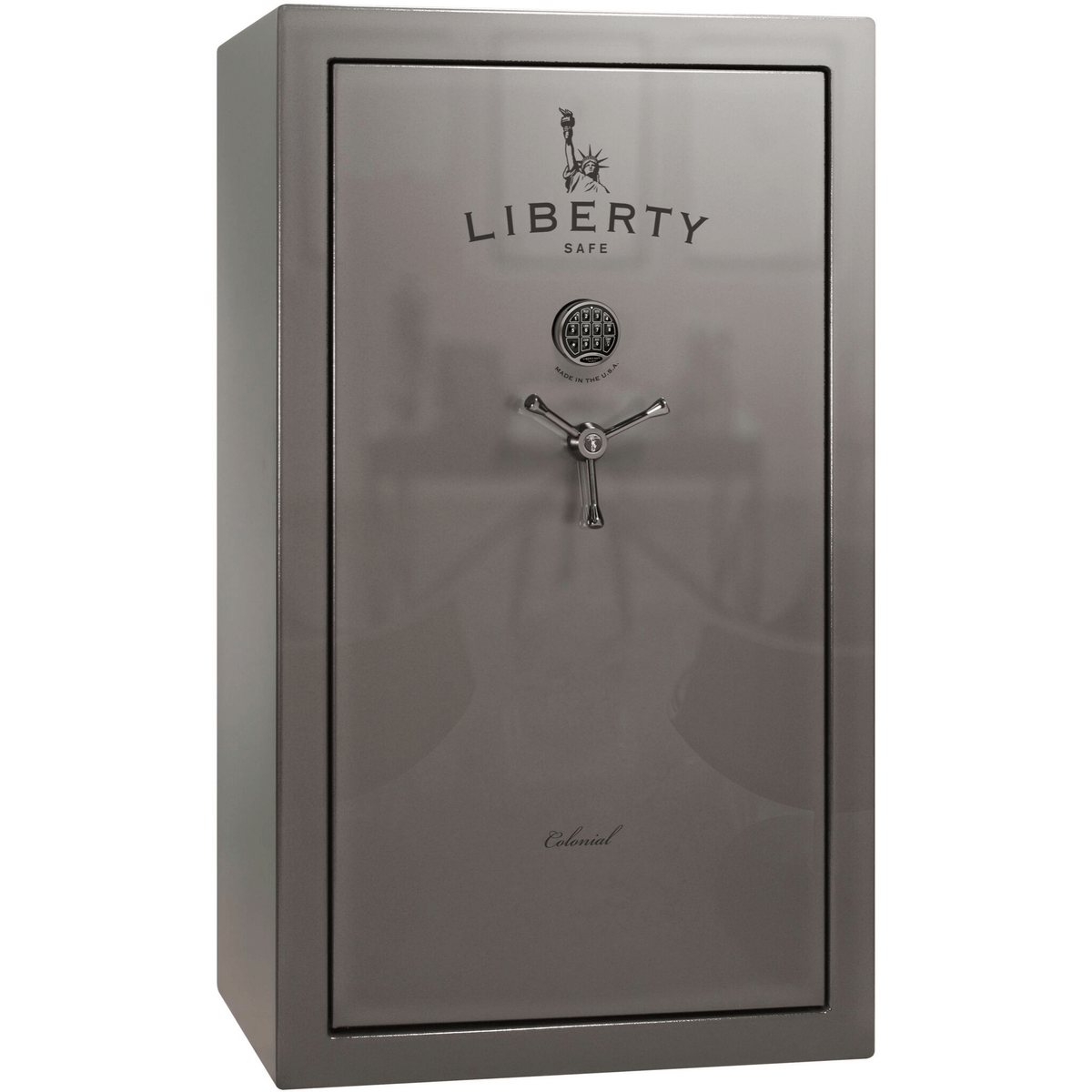 Liberty Colonial 30 Safe in Gray Gloss with Black Chrome Electronic Lock.