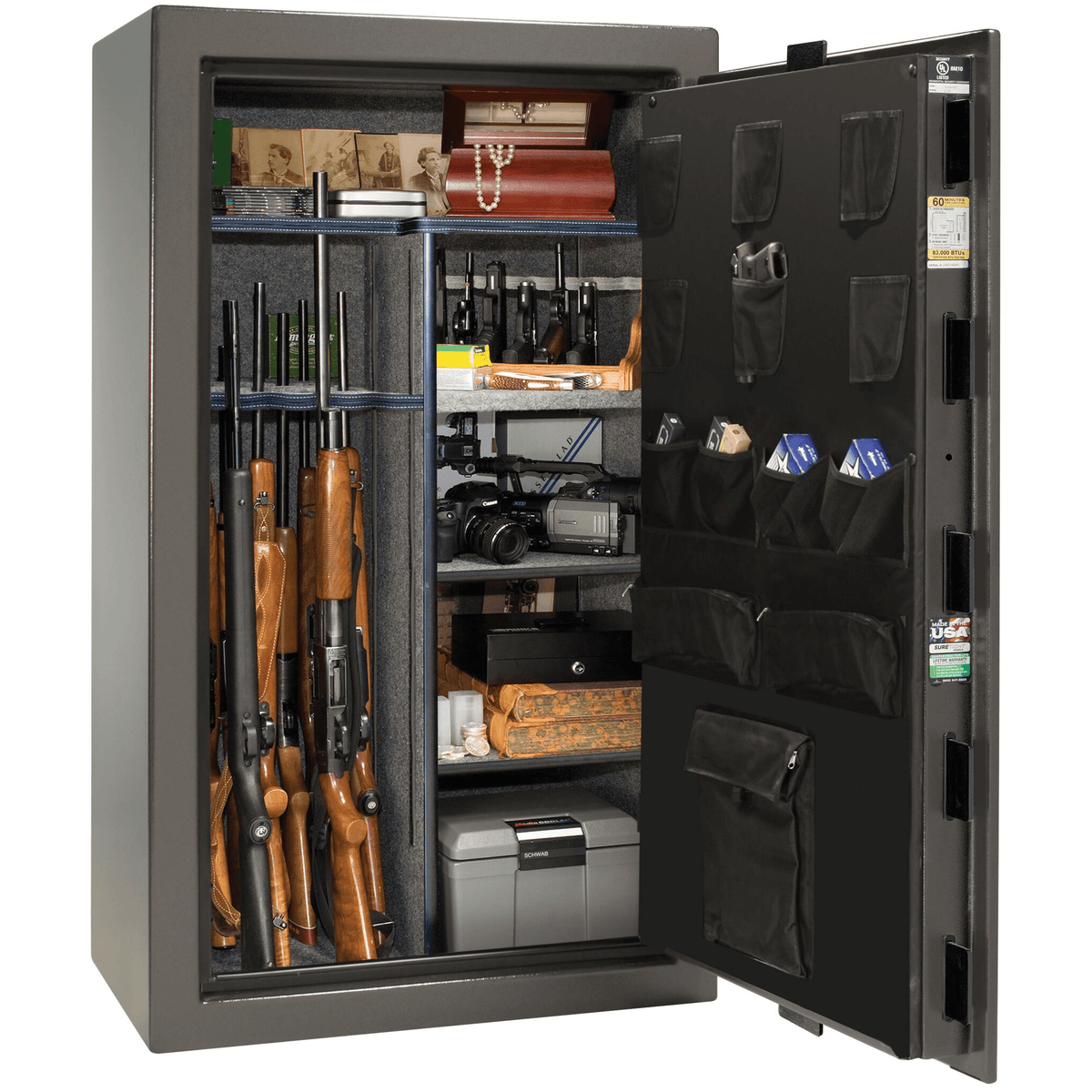 Liberty Colonial 30 Safe in Gray Gloss, open.