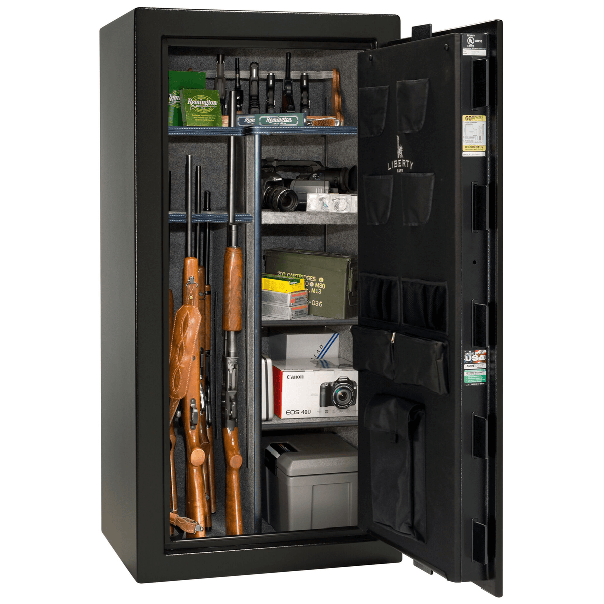 Liberty Colonial 23 Safe in Textured Black, Open.
