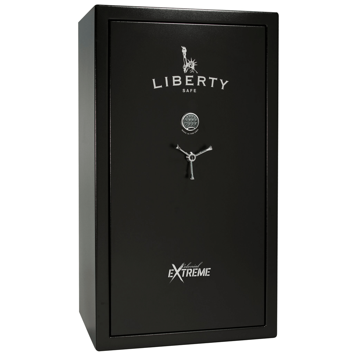 Liberty Colonial 50 Extreme Safe in Textured Black with Chrome Electronic Lock.