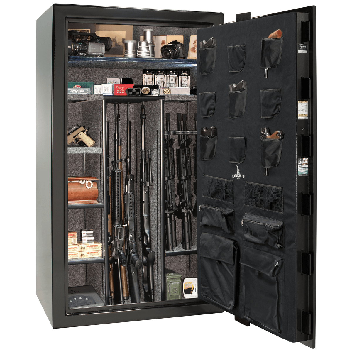 Liberty Colonial 50 Extreme Safe in Textured Black, Open.