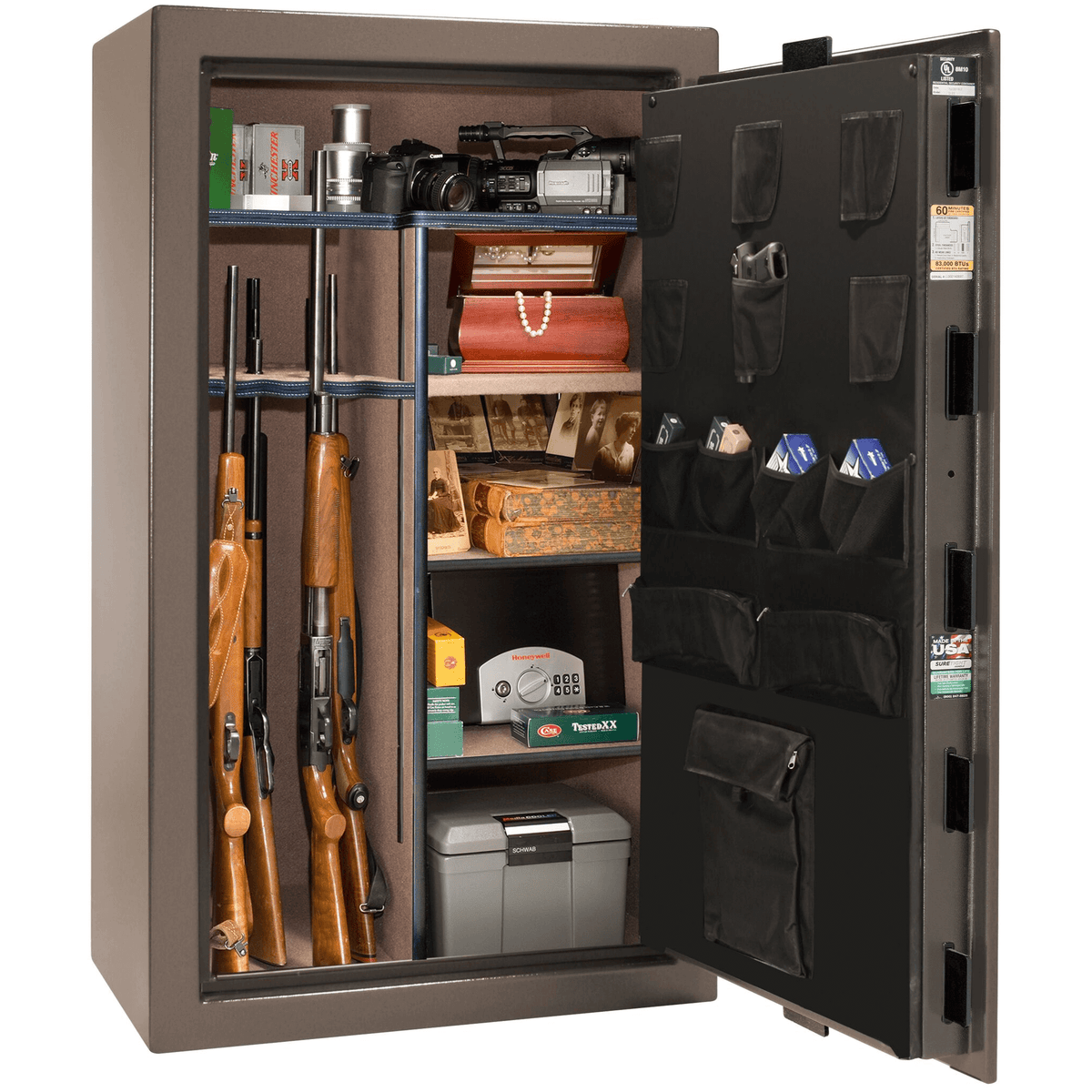 Liberty Colonial 30 Safe in Textured Bronze, Open.