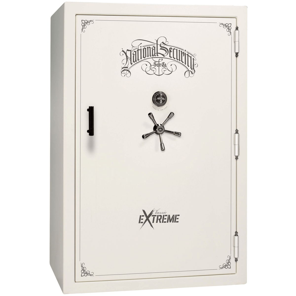 Liberty Classic Select Extreme Wide Body Safe in White Gloss with Black Chrome Mechanical Lock.