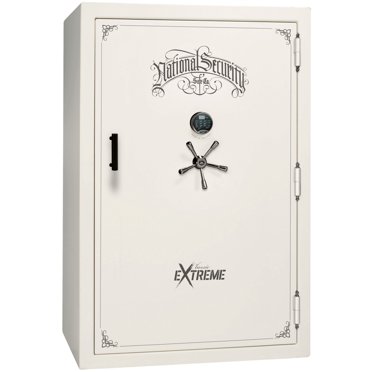 Liberty Classic Select Extreme Wide Body Safe in White Gloss with Black Chrome Electronic Lock.