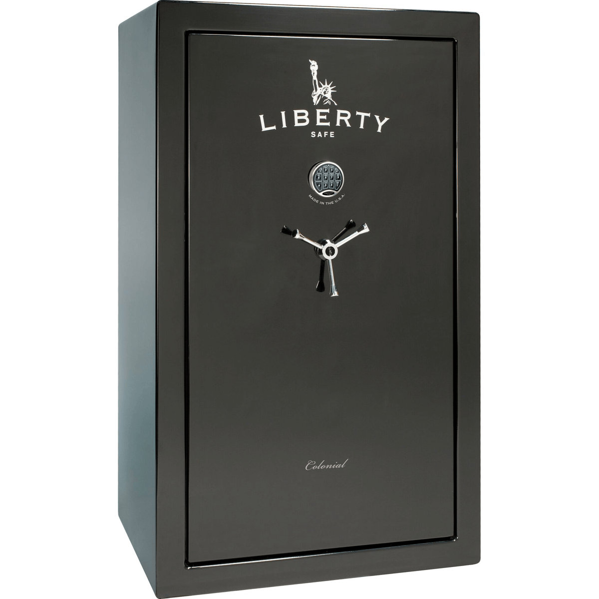Liberty Colonial 30 Safe in Black Gloss with Chrome Electronic Lock.