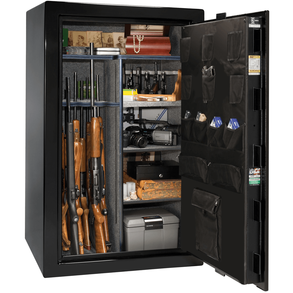 Liberty Colonial 30 Safe in Black Gloss, Open.