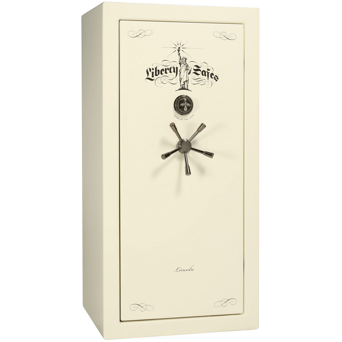 Liberty Lincoln 25 Safe in White Marble with Black Chrome Mechanical Lock.
