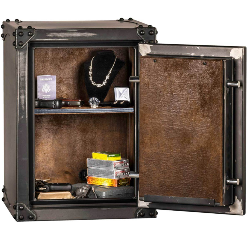 Rhino Ironworks Antiqued CIWD3022 interior with one shelf.