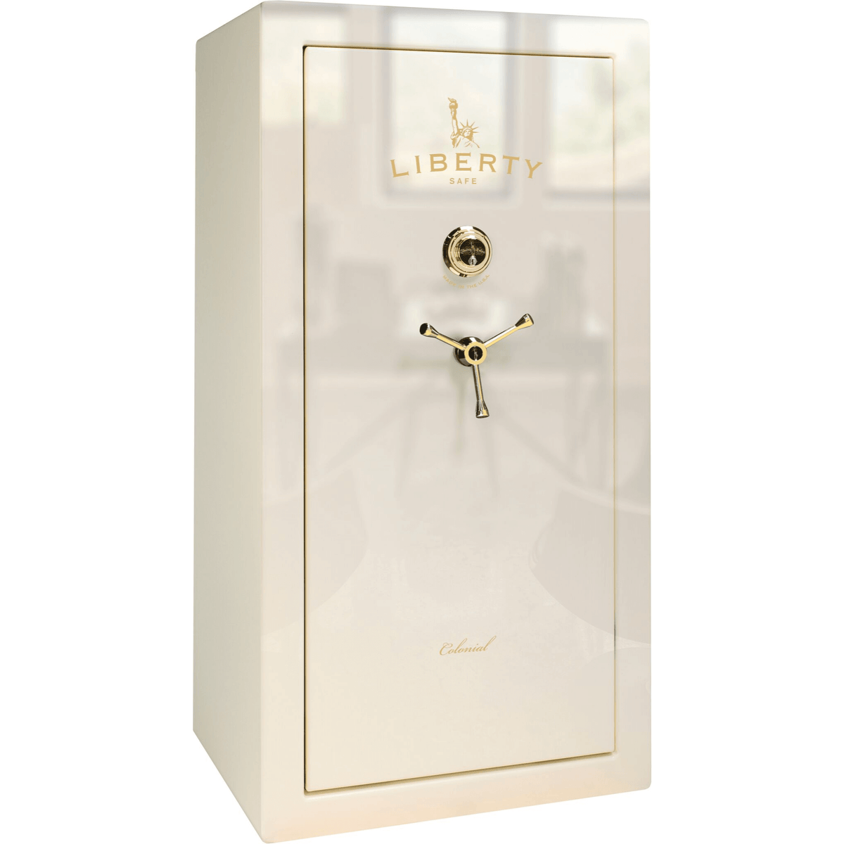 Liberty Colonial 23 Safe in White Gloss with Brass Mechanical Lock.
