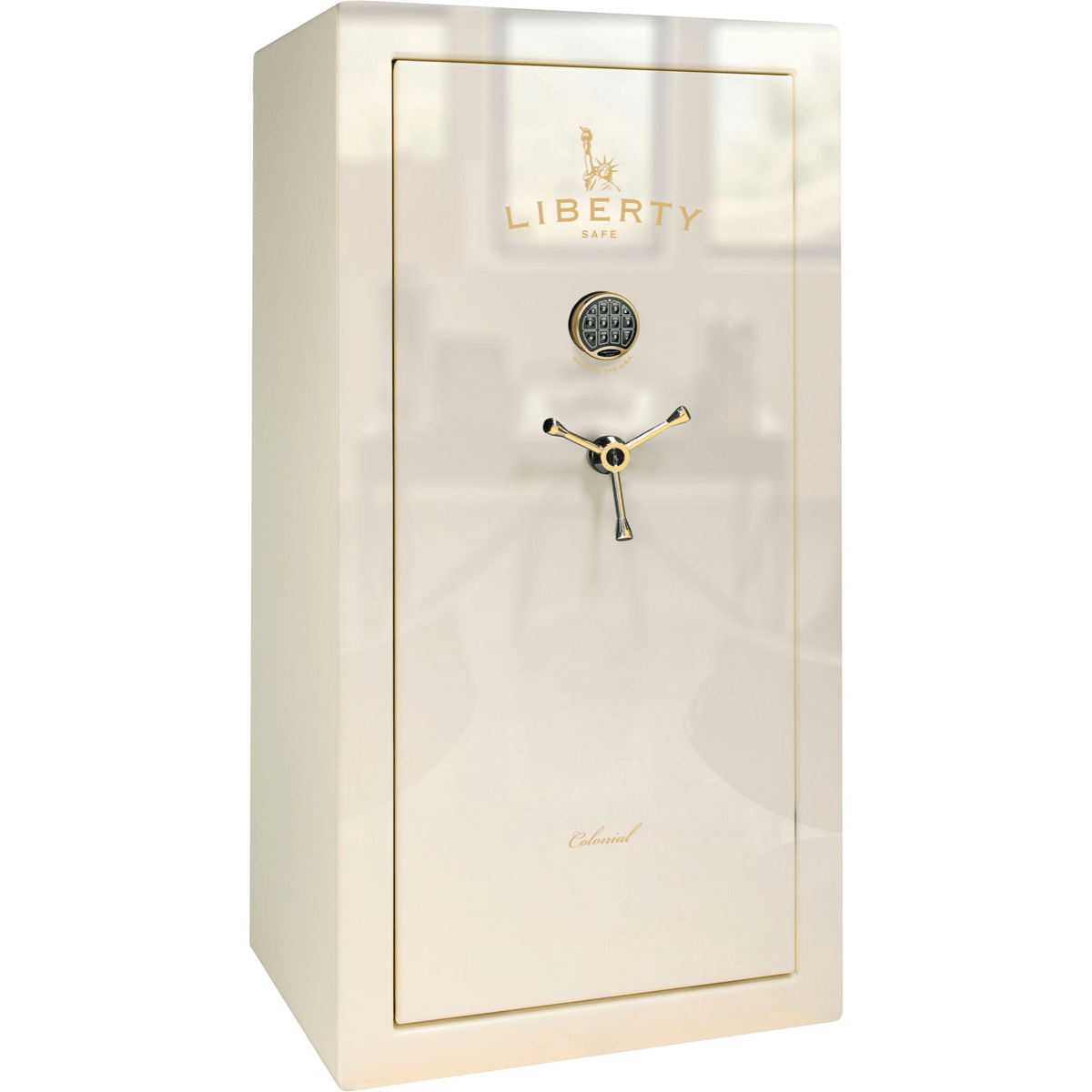 Liberty Colonial 23 Safe in White Gloss with Brass Electronic Lock.