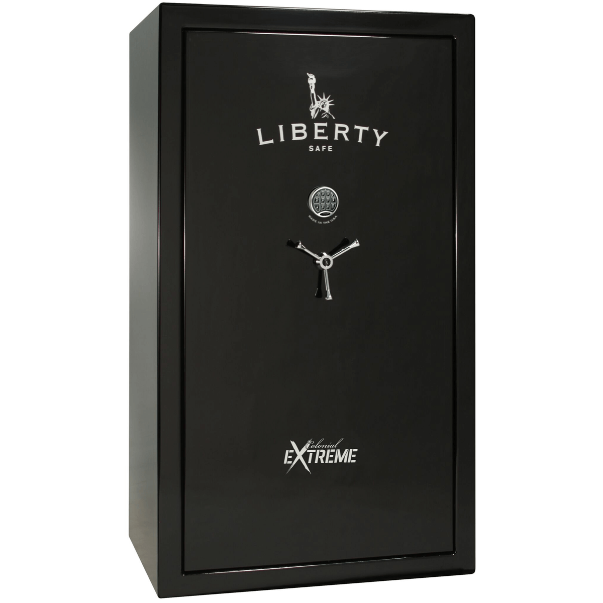 Liberty Colonial 50 Extreme Safe in Black Gloss with Chrome Electronic Lock.