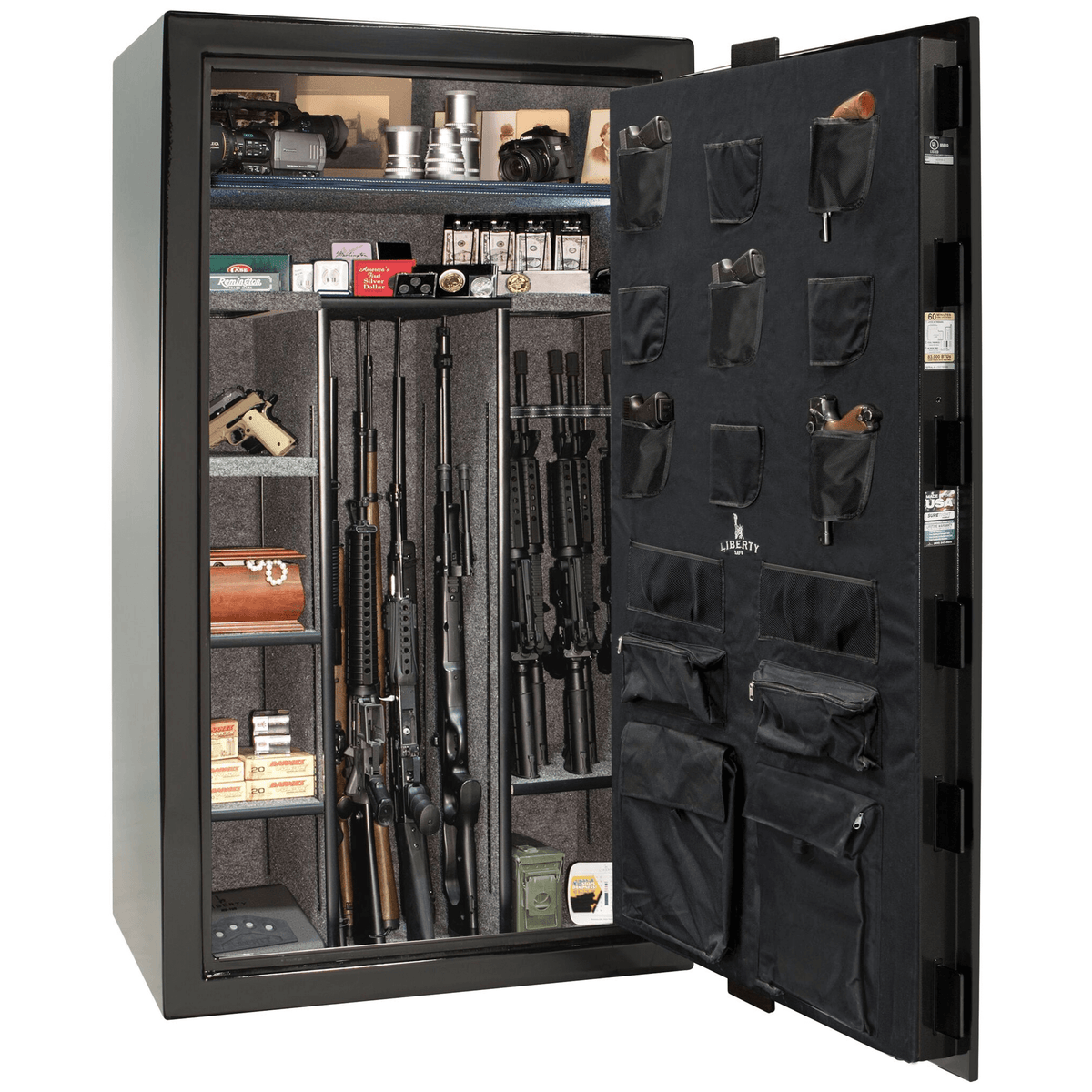 Liberty Colonial 50 Extreme Safe in Black Gloss, Open.