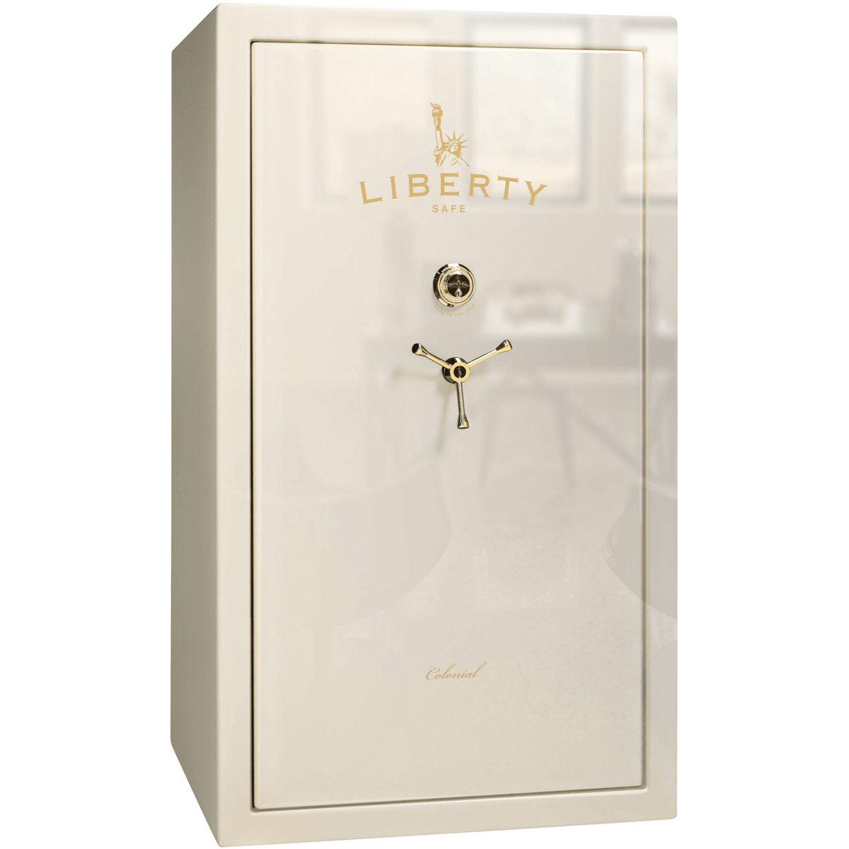 Liberty Colonial 50 Safe in White Gloss with Brass Mechanical Lock.