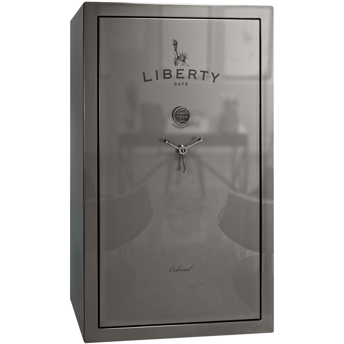 Liberty Colonial 50 Safe in Gray Gloss with Black Chrome Electronic Lock.