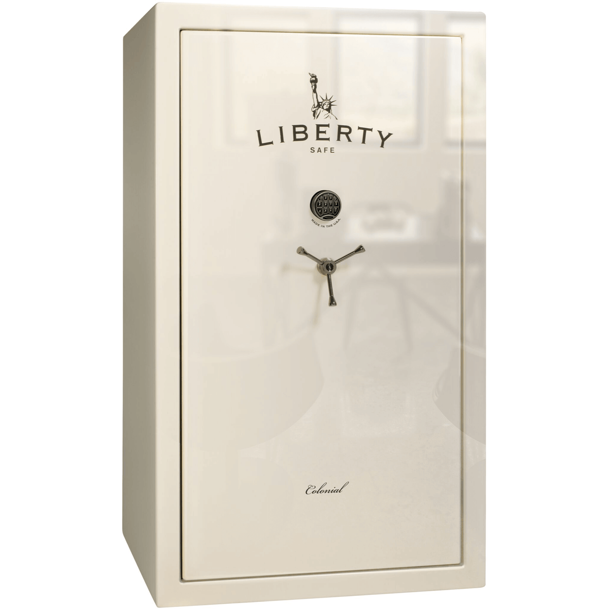 Liberty Colonial 50 Safe in White Gloss with Black Chrome Electronic Lock.