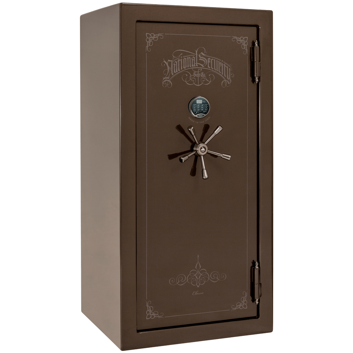 Liberty Safe Classic Plus 25 in Bronze Gloss with Black Chrome Electronic Lock, closed door.
