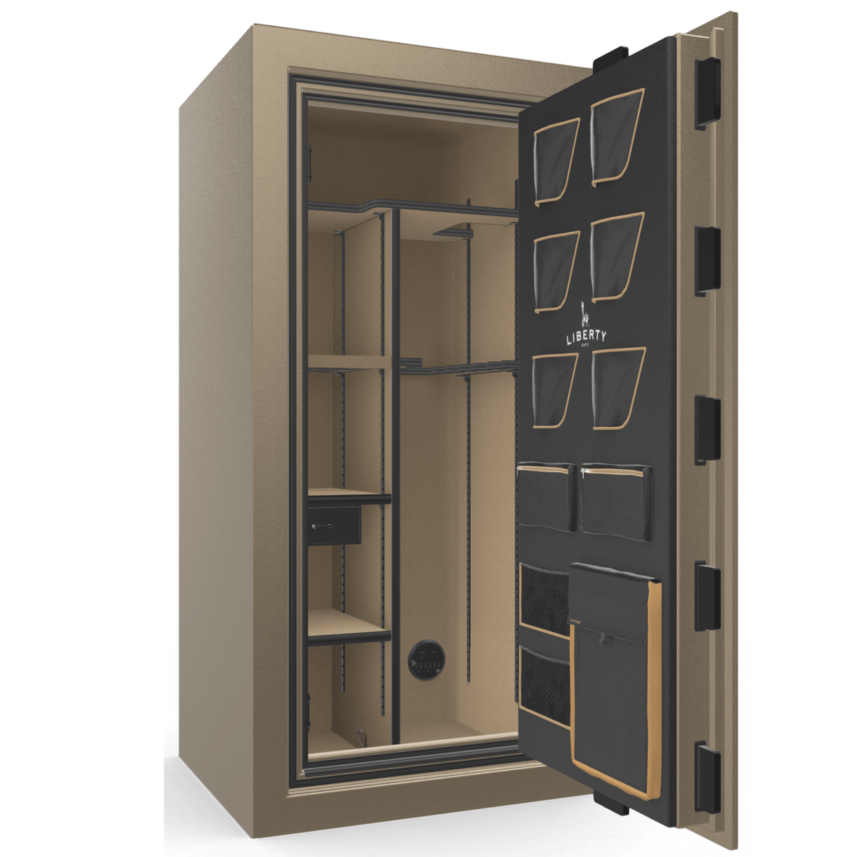 Liberty Safe Classic Plus 25 in Champagne Marble, open door.