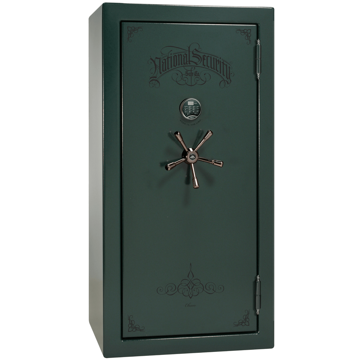 Liberty Safe Classic Plus 25 in Green Marble with Black Chrome Electronic Lock, closed door.