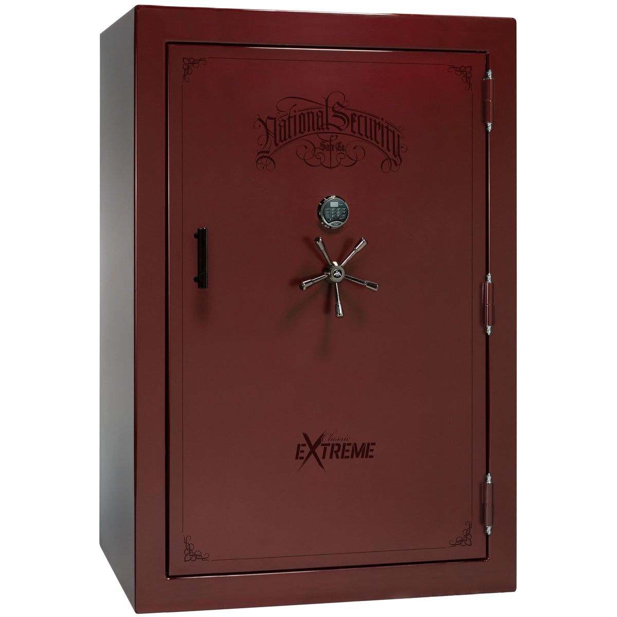 Liberty Classic Select Extreme Wide Body Safe in Burgundy Marble with Black Chrome Electronic Lock.