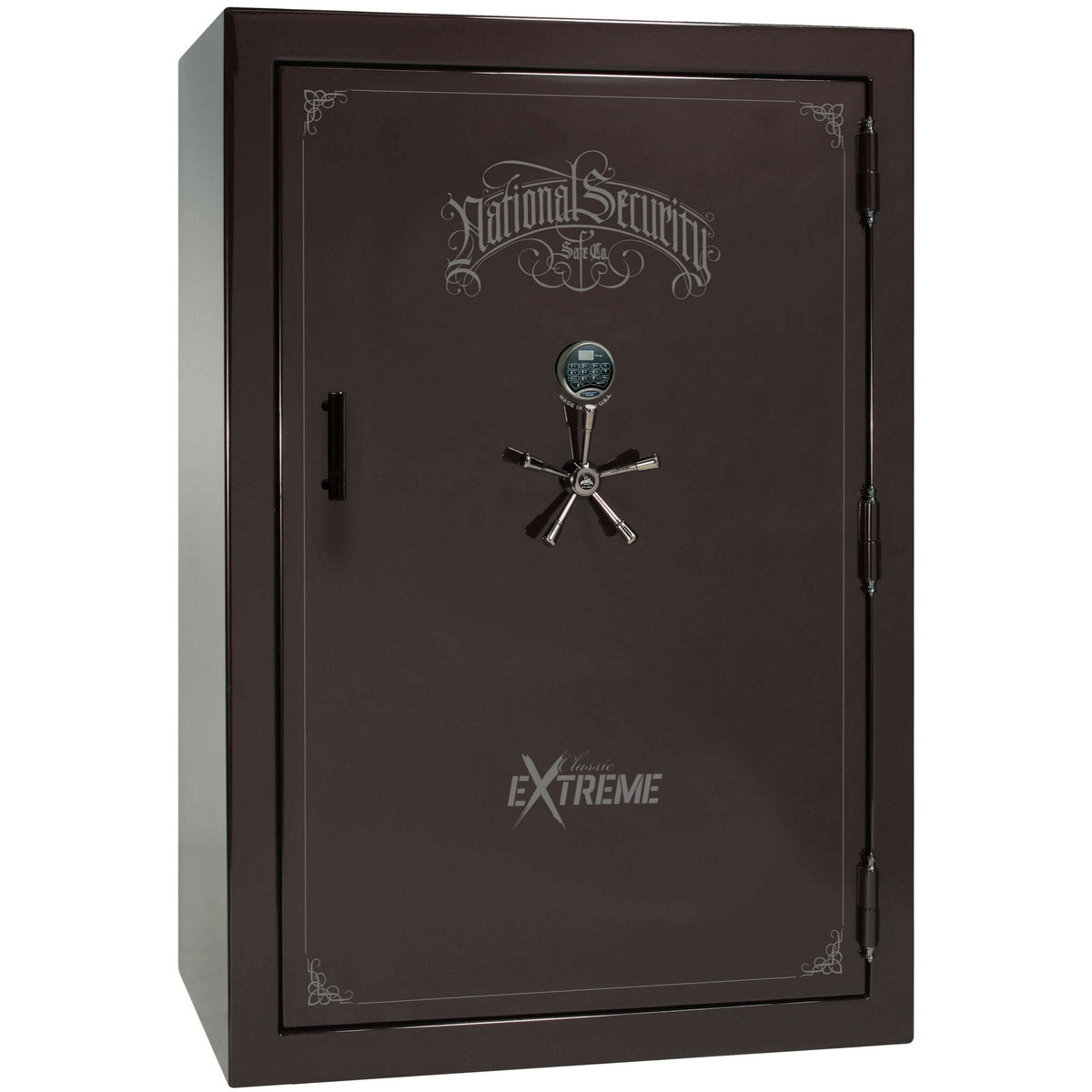 Liberty Classic Select Extreme Wide Body Safe in Black Cherry Gloss with Black Chrome Electronic Lock.