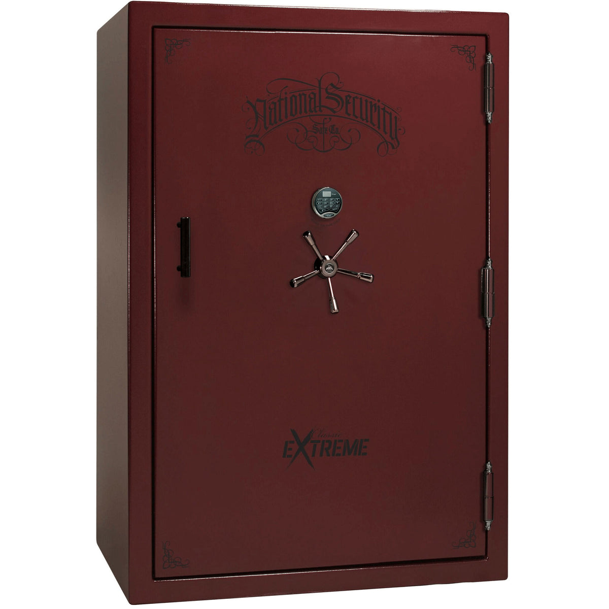 Liberty Classic Select Extreme Wide Body Safe in Burgundy Gloss with Black Chrome Electronic Lock.