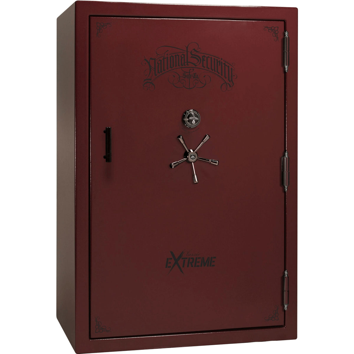 Liberty Classic Select Extreme Wide Body Safe in Burgundy Gloss with Black Chrome Mechanical Lock.