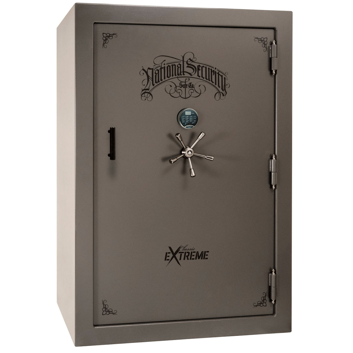 Liberty Classic Select Extreme Wide Body Safe in Gray Gloss with Black Chrome Electronic Lock.