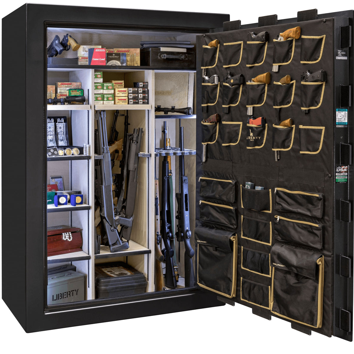 Liberty Classic Select Extreme Wide Body Safe in Black Gloss, open.