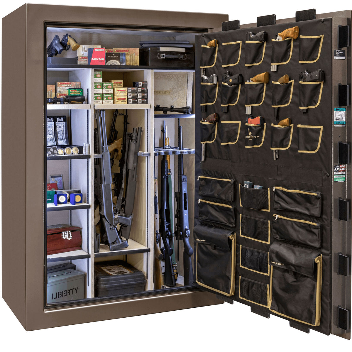 Liberty Classic Select Extreme Wide Body Safe in Bronze Gloss, open.