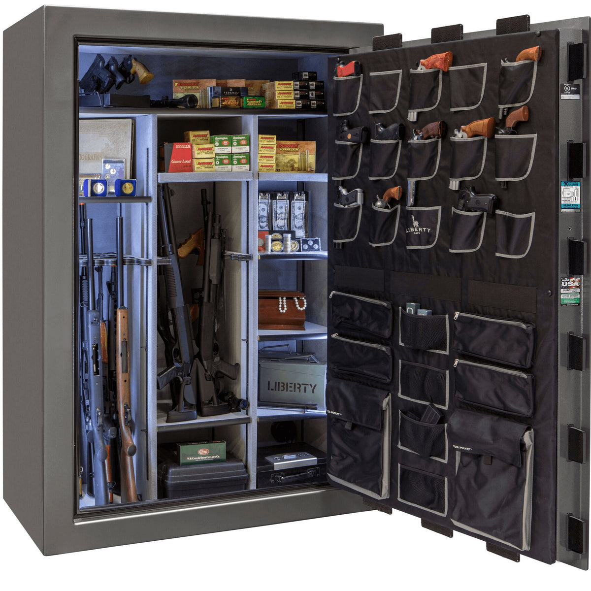 Liberty Classic Select Extreme Wide Body Safe in Gray Gloss, open.