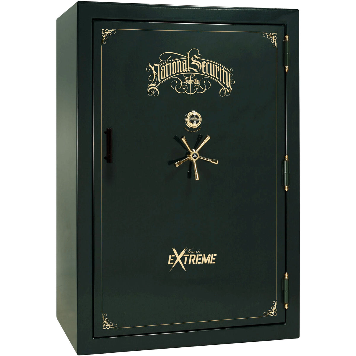 Liberty Classic Select Extreme Wide Body Safe in Green Gloss with Brass Mechanical Lock.