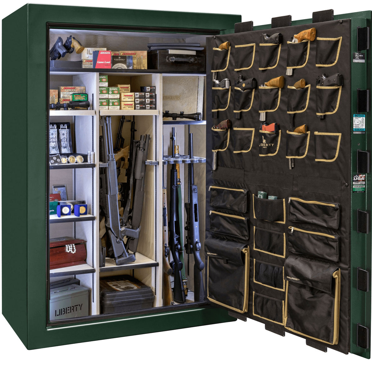 Liberty Classic Select Extreme Wide Body Safe in Green Gloss, open.