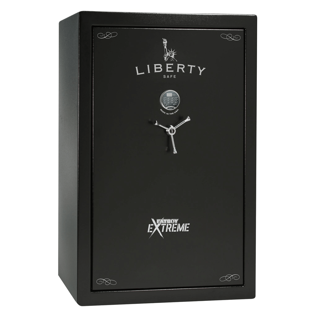 Lincoln Fatboy Extreme 64XT Safe in Textured Black with Chrome Electronic Lock.
