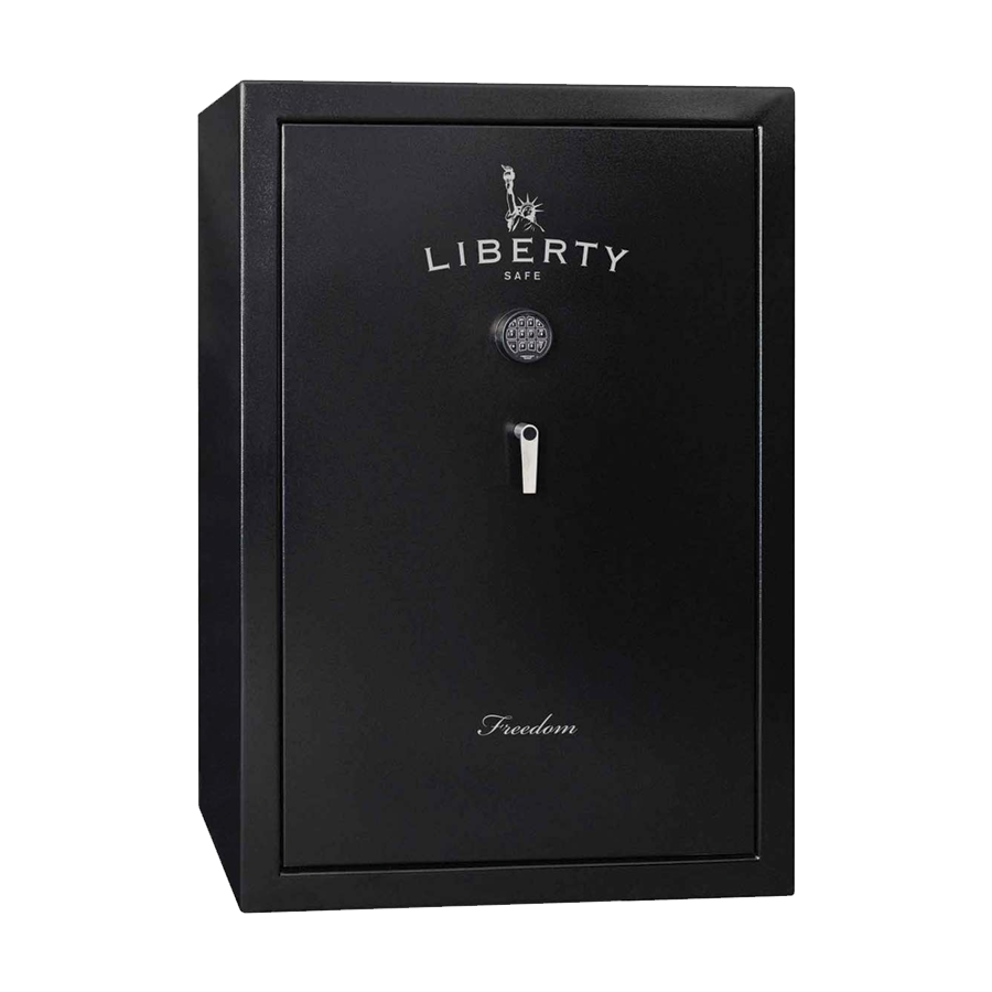 Liberty Safe&#39;s FREEDOM 48 in textured black exterior surface finish, door closed.