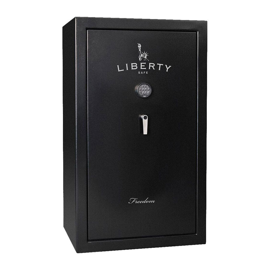 Liberty Safe&#39;s FREEDOM 36 in textured black exterior surface finish, door closed.