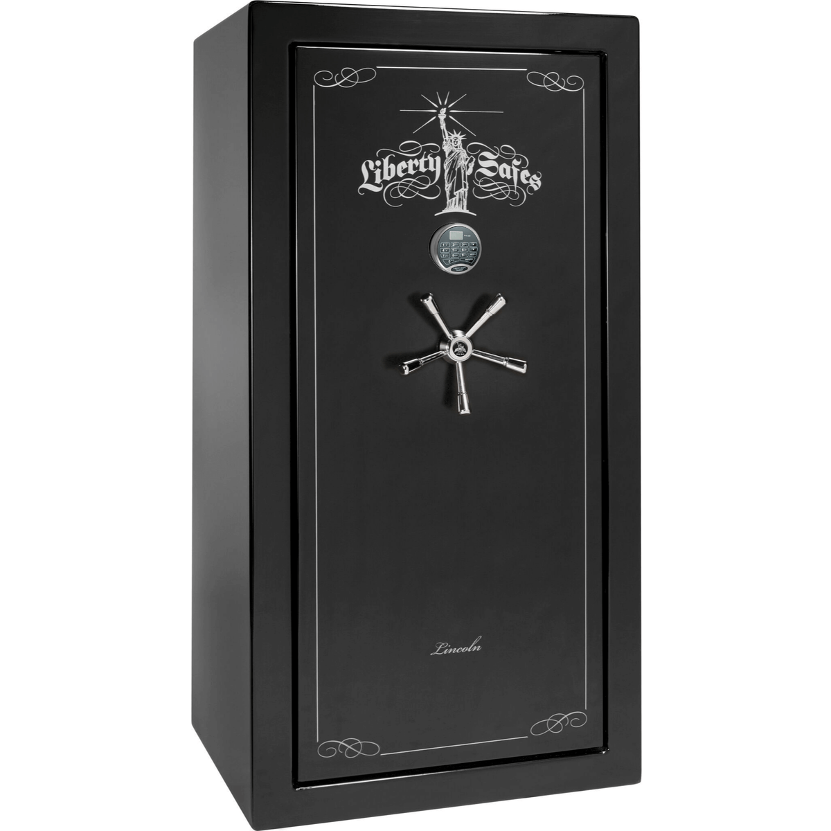 Liberty Lincoln 25 Safe in Black Gloss with Chrome Electronic Lock.