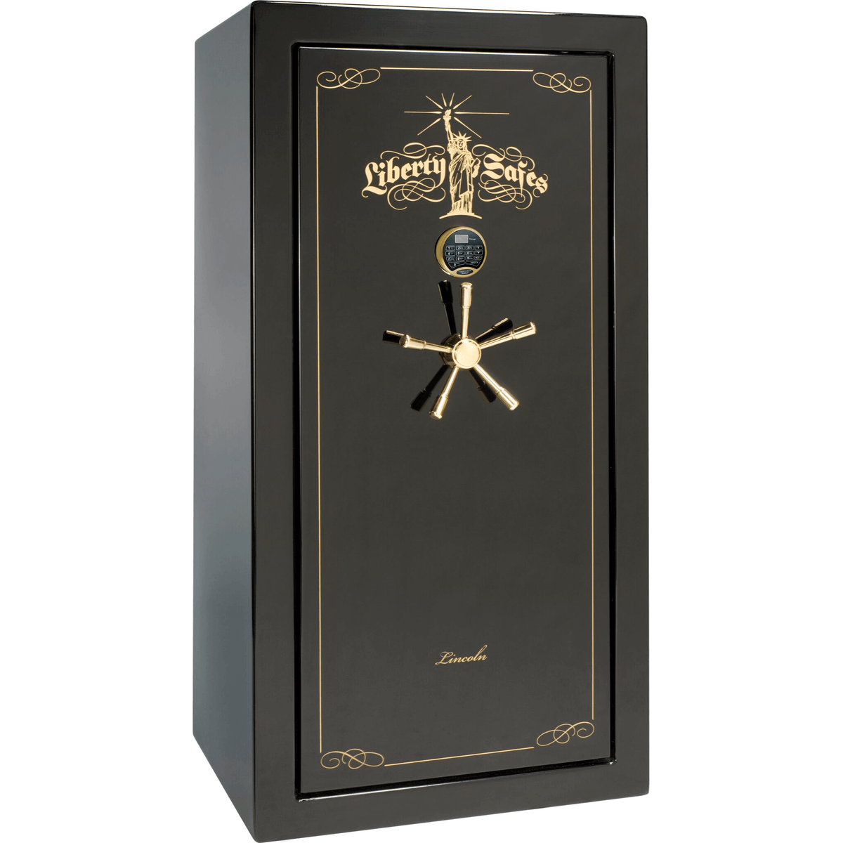 Liberty Lincoln 25 Safe in Black Gloss with Brass Electronic Lock.