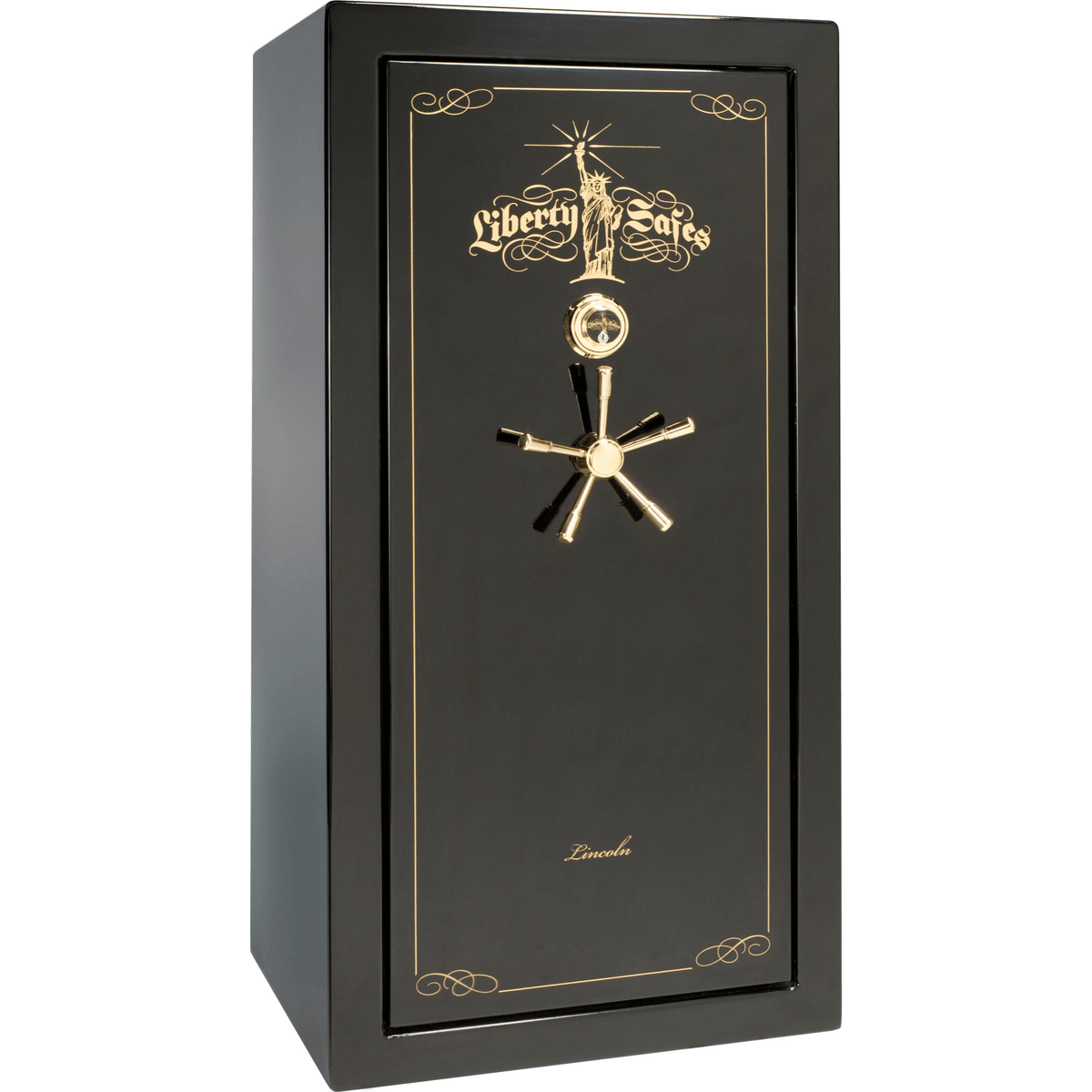 Liberty Lincoln 25 Safe in Black Gloss with Brass Mechanical Lock.