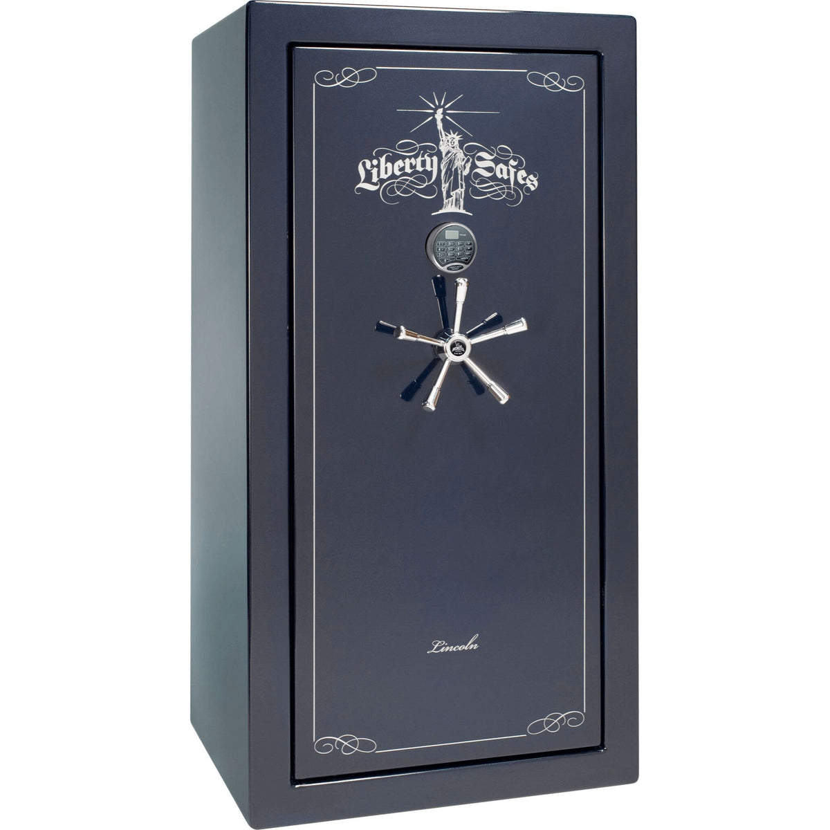 Liberty Lincoln 25 Safe in Blue Gloss with Chrome Electronic Lock.