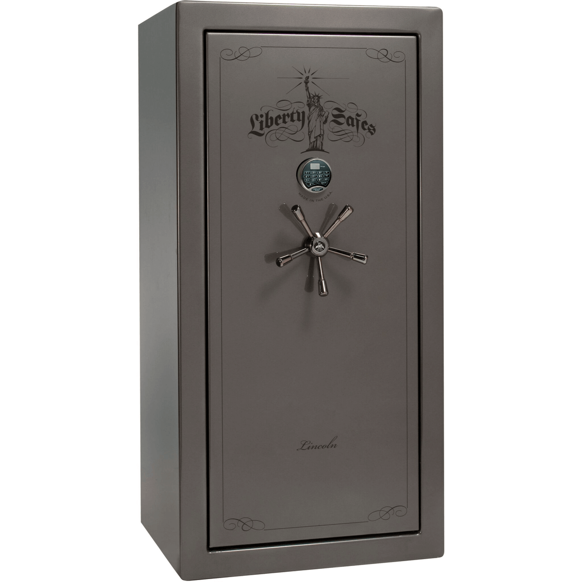 Liberty Lincoln 25 Safe in Gray Gloss with Black Chrome Electronic Lock.