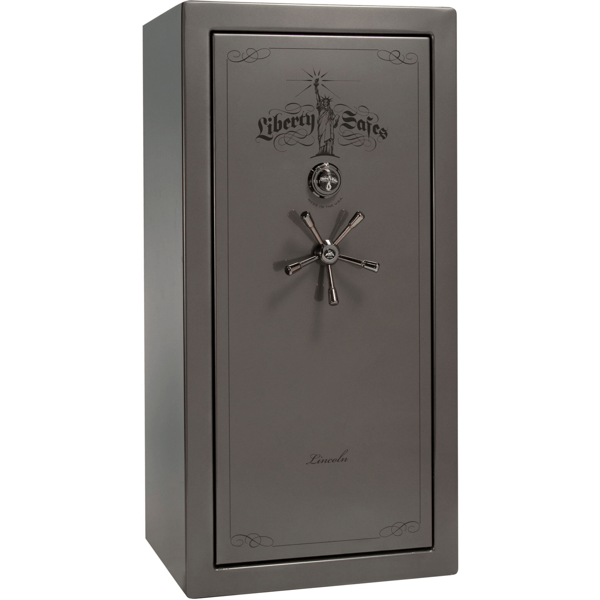 Liberty Lincoln 25 Safe in Gray Gloss with Black Chrome Mechanical Lock.