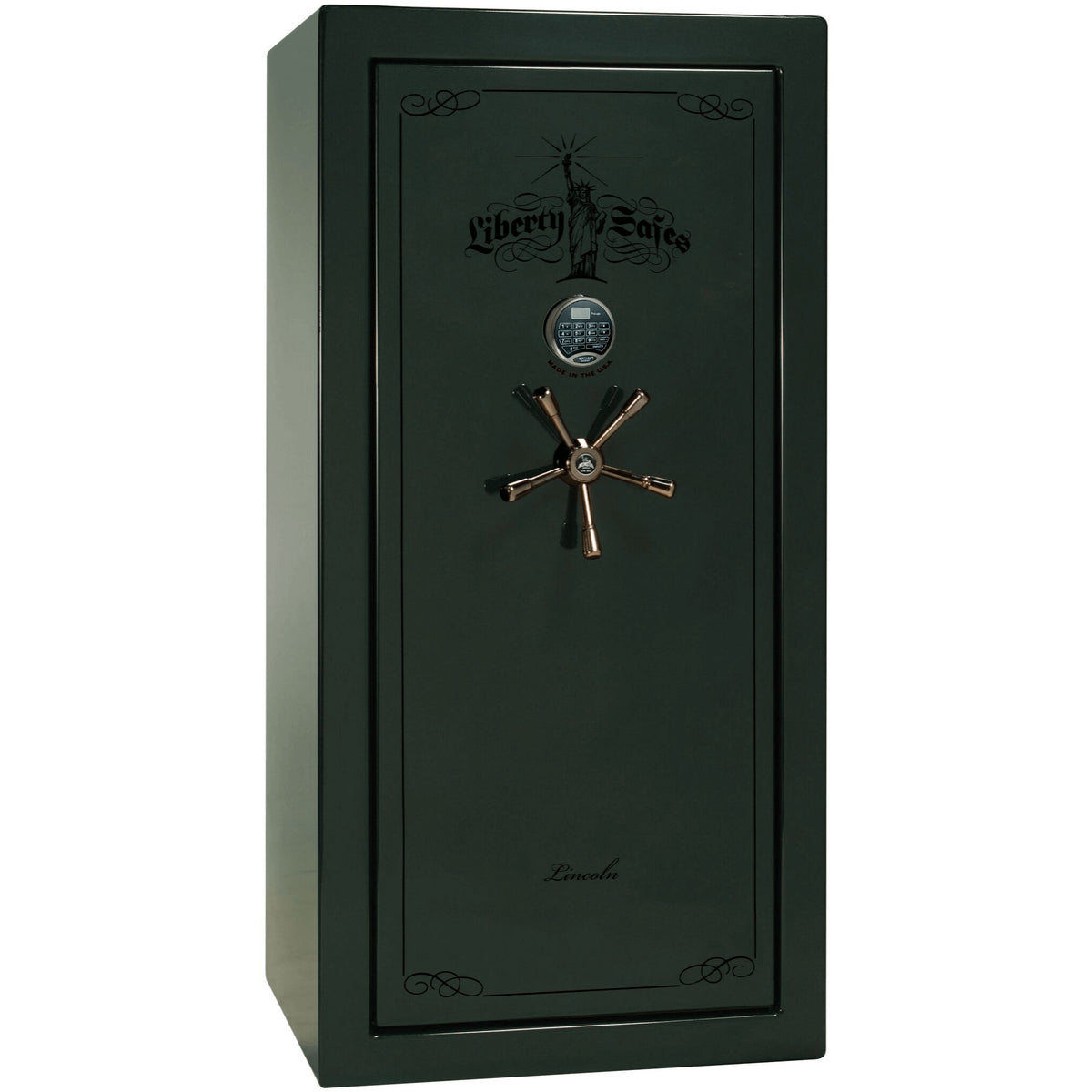 Liberty Lincoln 25 Safe in Green Gloss with Black Chrome Electronic Lock.