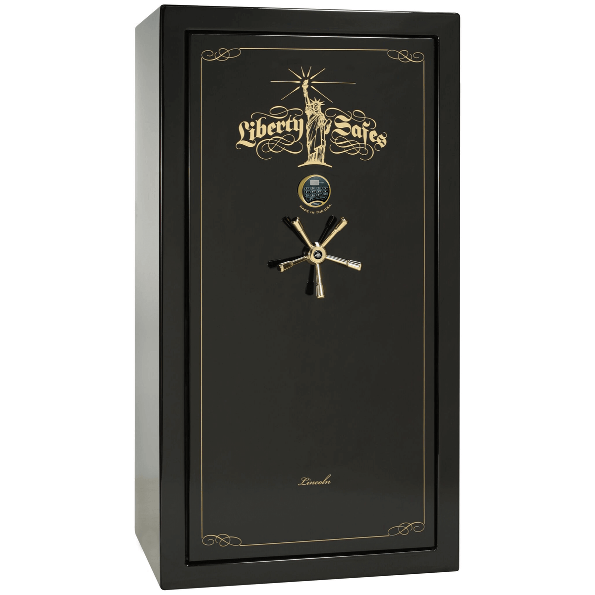 Liberty Lincoln 40 Safe in Black Gloss with Brass Electronic Lock.