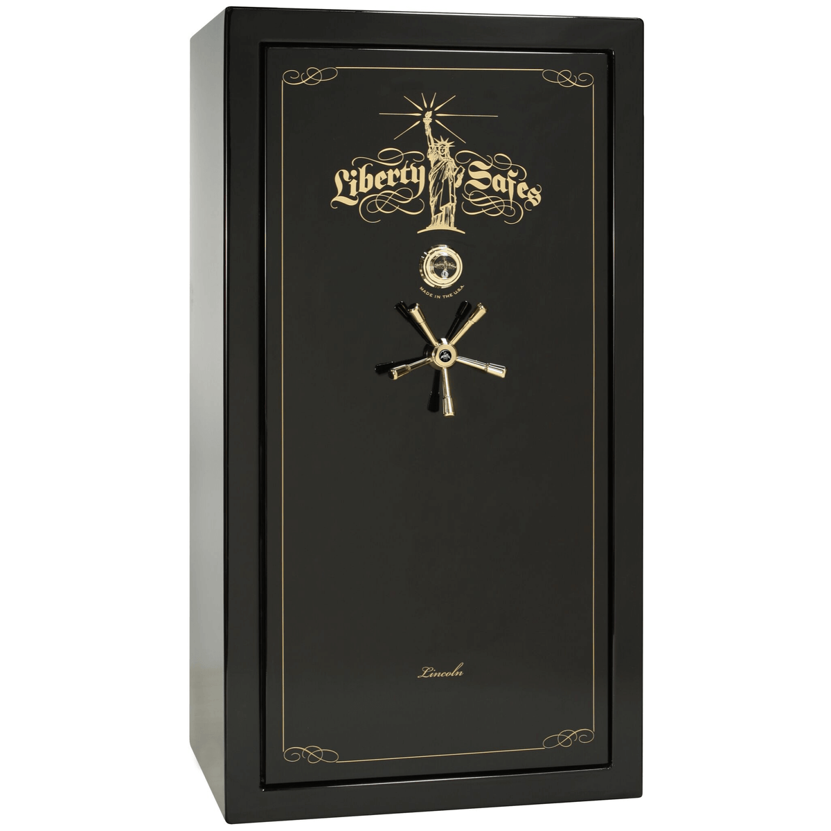 Liberty Lincoln 40 Safe in Black Gloss with Brass Mechanical Lock.