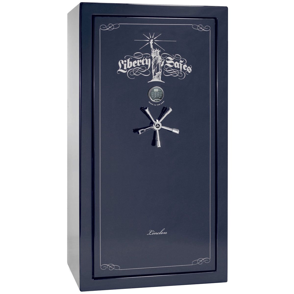 Liberty Lincoln 40 Safe in Blue Gloss with Chrome Electronic Lock.