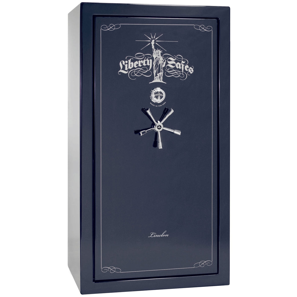 Liberty Lincoln 40 Safe in Blue Gloss with Chrome Mechanical Lock.