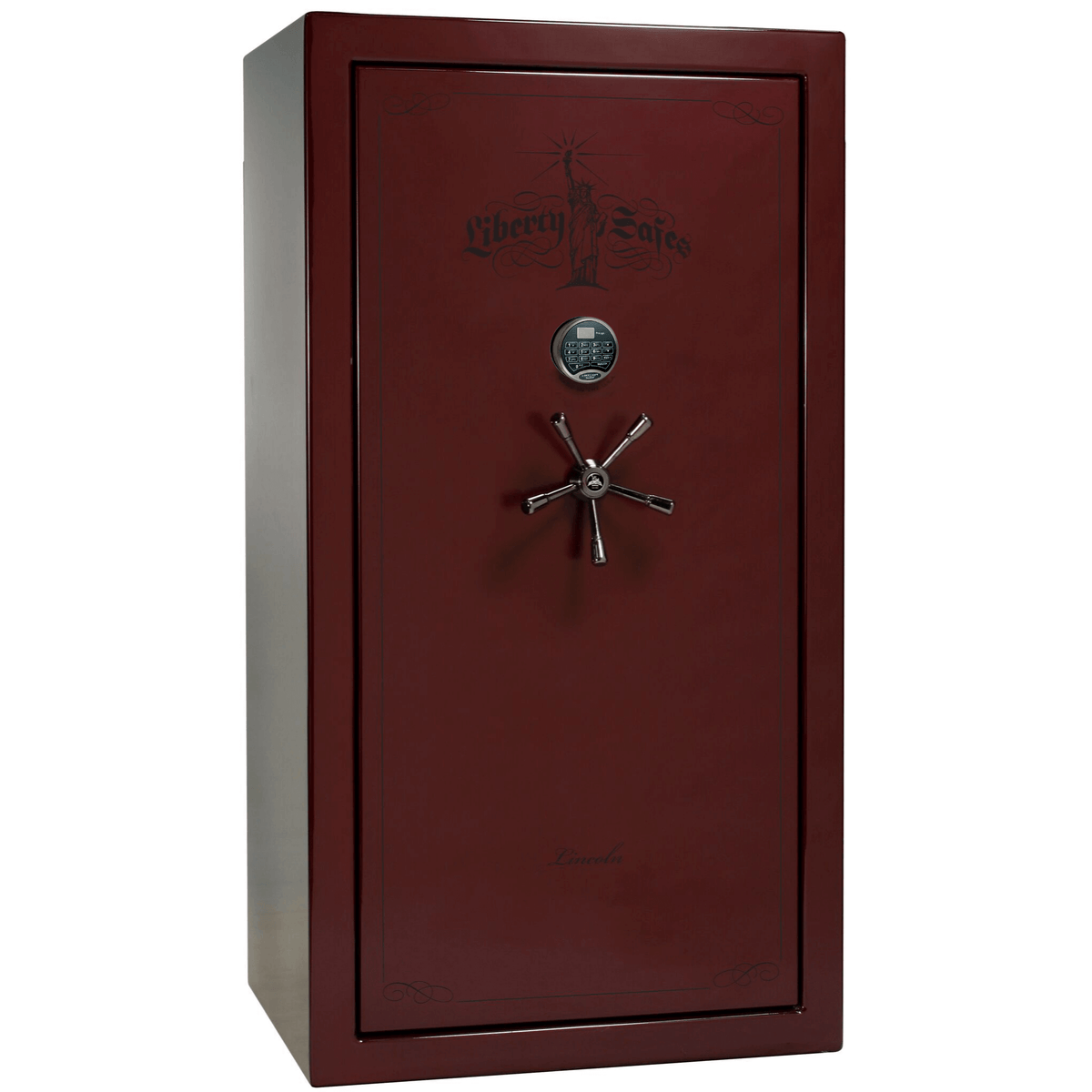 Liberty Lincoln 40 Safe in Burgundy Gloss with Black Chrome Electronic Lock.
