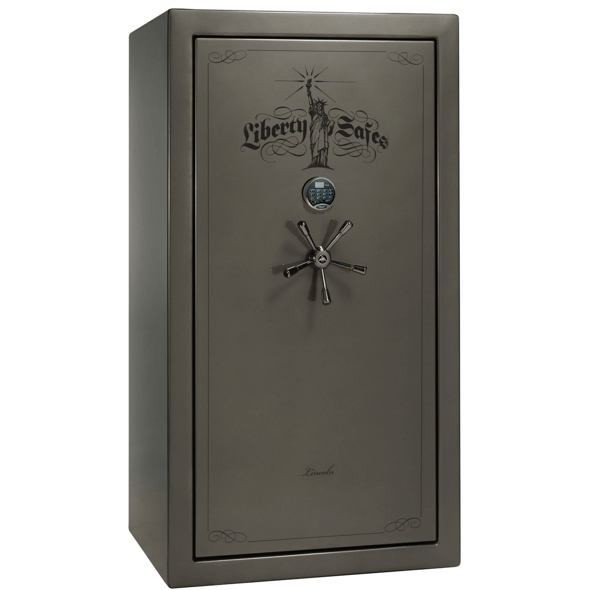 Liberty Lincoln 40 Safe in Gray Gloss with Black Chrome Electronic Lock.
